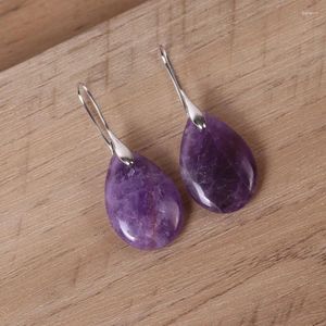 Dangle Küpeler Doğal Taş Damlası Kadınlar İçin Vintage Tasarım Kişilik Kristal Kuvars Agate AMETHYST Abartılı Küpe Takı