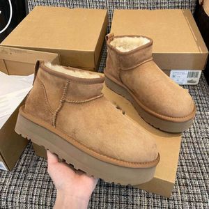 2024 Ug Boots Australian Women Boot Tasman Bailey Dune Chestnut Winter Buckle Fur Half Knee Short Lady Sheepskin And Wool Integrated Hair