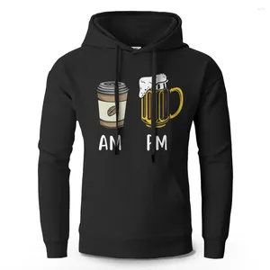 Men's Hoodies Coffee And Beer Printed Cotton Classic Graphic Hooded Sweatshirts For Men Pullover Tops