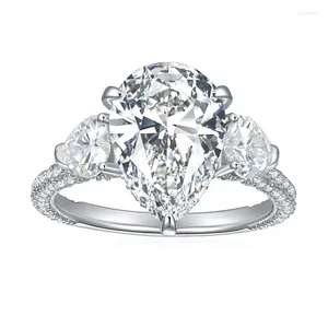 Anéis de cluster R3-0147 Lefei moda luxo na moda clássico moissanite 5ct waterdrop anel para charme mulheres 925 prata festa elegante jóias