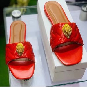 Latest Women's crystals sparkling mesh slippers Sandals LOGO Slides Slip On Flat High heels mules Italy fashion lady party wedding pump shoes squre toe