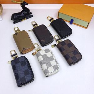 8Styles Designer Men Keychains bilväskor Fall unisex äkta läderplånbok Hållare Kvinnor Dragkedja Smart Keychain Case Cars Key Chain With Box