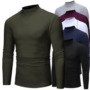 Autumn Winter Men's Scratch Wool T-shirts Slim Training Sports Stand Collar Casual Shirt Long Sleeve Shirts Men's Clothing Streetwear England Fitness Men Tops Tshirts