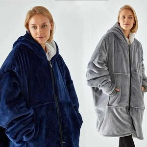 Blankets Blankets Wearable Blanket Oversized Hoodie Comfy Lengthened Blanket with Zipper For Men/Woman Hoodie Blanket TV Blankets Christmas