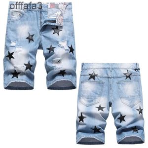 Fioletowe dżinsy męskie spodni Nowe 2024 Spring Broken Black Star Denim Shorts Prosty Fit Mens Casual Capris