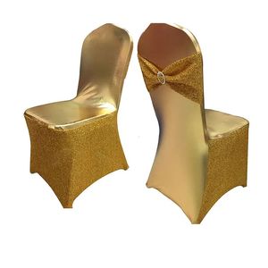 100 Teile/los Pailletten Glitter Shiny Spandex Gold Silber Stuhlhussen Party Hochzeit Bankett Stuhlhusse el Home Dekoration 240104