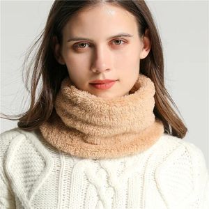 Scarves Korean Solid Thicken Faux Fur Neck Protection Plush Scarf Men Women Winter Outdoor Coral Velvet Warm Cover