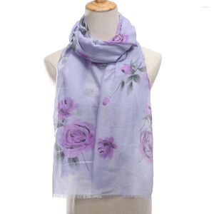 Schals Große Rose Gedruckt Allgleiches Gaze Schal Frauen Herbst Winter Strand Handtuch Sonne Schal Weibliche Mode Foulard Hijab Stolen Wraps