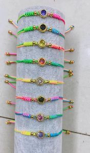 Bracciale rigido 10 pezzi filo di amicizia fatto a mano fortunato colorato macramè cristallo cz braccialetto regolabile per ragazze da donna
