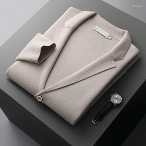 Abiti da uomo Giacca da maglione in pura lana di fascia alta Cardigan Vestibilità ampia Maglia da lavoro Autunno Inverno Cashmere