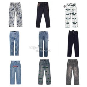 Jeans Diseñador Jeans Moda Lujo Patchwork Denim Street Jeans para mujer Carta Ocio Straightleg Pantalones unisex Hip Hop Flaco Recto