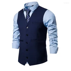 Gilet da uomo Primavera e autunno Gilet solido Abito casual grande Canotta Spalla Cappotto sottile