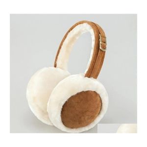 Chapéus ao ar livre Ug Ear Muffs Quente P Earmuffs Imitação de Pele Unissex Estilo Doce Cor Pura Moda Dobrável Macio Simples Ajustável Inverno Dh0Jj