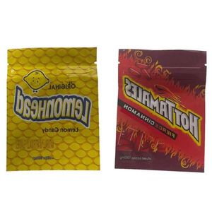 Il pacchetto originale in mylar Lemonhead contiene 1000MG di plastica vuota Confezione di limone Hot Tamales FIERCE confezione gommosa Bgfnq