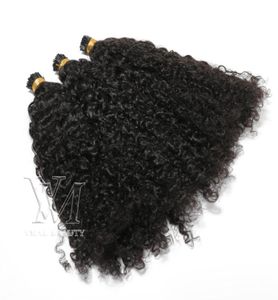 Mongulian peruviano I Tip Afro crespo riccio 100 fili Pre Bonded Stick I tip Keratin Fusion Virgin Human Hair Extension7363192