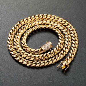 Uomo Donna Catena a maglia cubana Collana Hip Hop Bracciale Placcato oro 18 carati Doppia chiusura di sicurezza WDiamond Set di gioielli lucidi 10mm2879219