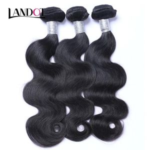 Wefts brasiliansk kroppsvåg jungfru hår 3pcs obearbetade Brazillian Human Hair Weave Bundles Naturlig svart billig Brazillian hårförlängning