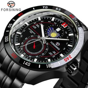 اللاعب Forsining Multifunction Mens Watch Fashion Sports Automatic Mechanical Watches Moon Phase Date Distr