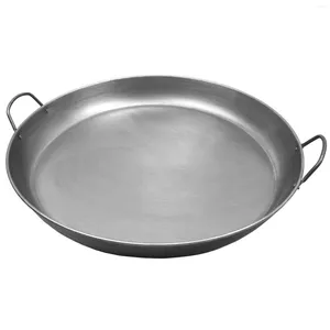 Pans Home Kitchen Non Stick Accessories Uncoated Round Heat Resistant Double Side Fry Pizza Pan Flat Base Cast Iron Easy Clean