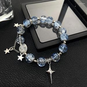 Charm Bracelets Gradient Popcorn Glass Beads Cross Star Bungee Cord For Women Fashion Jewelry Minimalist Accessories