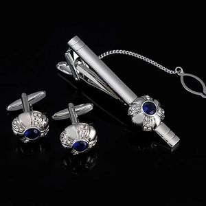 High Quality Cufflinks Tie Clip Copper Metal Rhinestone Luxury Business Gift Wedding Party Set For Men Gifts 240104