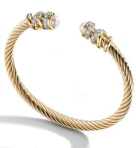 Joias da moda pulseira feminina corda de aço incrustada com manchas Haoshi aço 18K ouro aberto Bracelet8521486