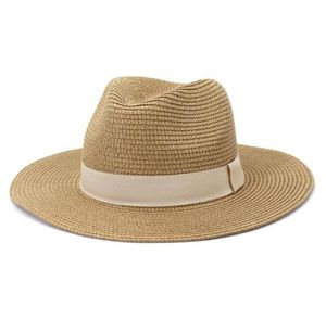 Breda randen hattar 2021 Högkvalitativ designer Sun Visor Hat For Women Men Elegant Panama Beach Summer Straw Whole1911032