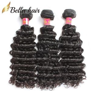 Wefts Remy Human Hair Bundles Deep Wave Obehandlade brasilianska europeiska malaysiska indiska peruanska hår weft Förlängning fulländar Bellahair