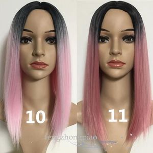 Wigs Wholesale Ombre Pink Color New Cosplay Wig Short Straight Wig Sexy Fiber Hair Heat Resistant Synthetic Full Wigs for Black Women