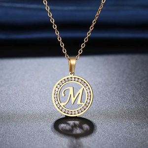 Pendant Necklaces CACANA 316L Stainless Steel 26 letters A-Z Necklace NEW Crystal Rhinestone Necklaces For Women Wedding Valentine's Day GiftsL240104