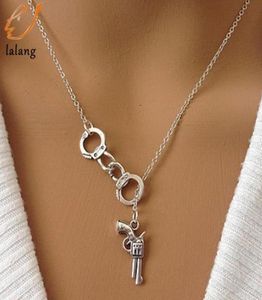 1Pcs Handcuff And Gun Lariat Necklace Fifty Shades Of Grey Pendant Fashion Lovers039 Chains Necklaces Link Chain4972485
