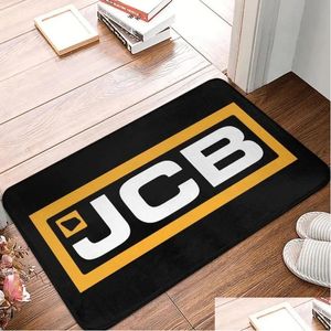 Halılar JCB Logo DIY Baskı Posa Yatak Odası Modern Polieste Giriş Balkon Halı Dekor Zemin Halı Mat Banyo Damla Teslimat Dhzgq