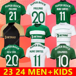 Sporting CP Lizbon 2023 24 Futbol Jersey Viktor Gyokeres Paulinho Pedro Goncalves Ousmane Diomande Hidemasa Morita Marcus Edwards Morten Hjulmand Kid Kit Home Away