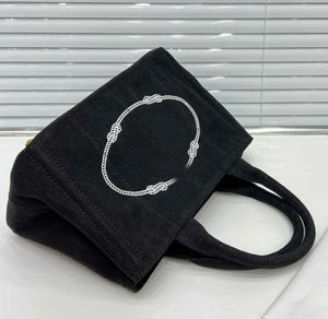 Kozmetik Çantalar Kılıflar Akşam Çantalar Siyah Tuval Denim Tote Messenger Çanta Alışveriş El çantası Moda Klasik Mektup Baskı Crossbody Büyük Kapasite Mommy Bag