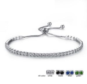 18K White Gold Plated Cubic Zircon Cluster Adjustable Box Chain Tennis Bracelets Fashion Womens Jewelry Bijoux for Party1551229