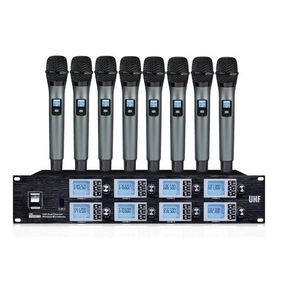 Professionell mikrofonhandhållen MICS Wireless Karaoke Microphone System 8 Channel UHF Wireless Microphone System för Home Karaoke7188296