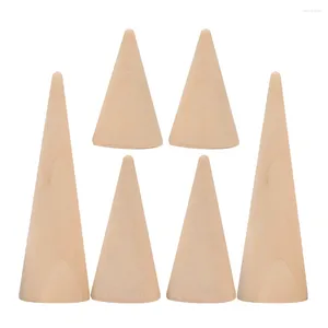Smyckespåsar 6 st Cone Cone Ring Base Finger Support Halsband Display Stand Display för Selling Storage Box