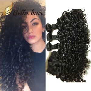 Wefts Brazilian Water Wave Lace Closure Ocean Weaves With Virgin Bundles Bella Hair 4Pcs/Lot