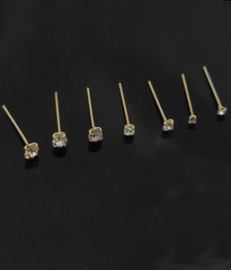 925 Sterling silver Stud clear crystal Pin piercing nose jewelry 36pcspack5764004