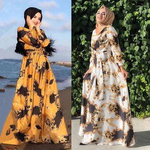 Casual Dresses Women Fashion Print Muslim Maxi Dress Luxury Ethnic Brodery Party Slim Fit Classic Islam Marockan