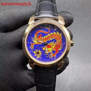 AAA Automatic Classico Dragon Blue Dial Rose Gold Case 40mm Brown Leather Strap