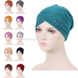 Panna korsa muslimska turban ren färg stretch inre hijabs kemo mössa redo att bära kvinnor huvud halsduk under hijab bonnet hatt ny