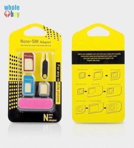 500pcslot بطاقة SIM 5 في 1 Metal Nano Sim Card Card Micro Micro Adapter Adapter Adapter لـ iPhone 4 AllPone مع EJ9015355