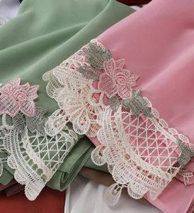 New Chiffon Good Stitching Plain Hijab Wedding Style Muslim Lace Scarf Shawl Islamic Soft Turban Head Wraps Headband7329381