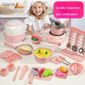 Girl Baby Can Cook Funny Mini Kitchen Wholesale Real Cooked Family Toy Set Birthday Present Toys 240104