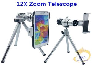 Evrensel Telefon Zoom Lens 12x Zoom Teleskop Tripod Objektif Kamera Telepo Lens Samsung S3 S4 S5 Active Mini A7 için Nexus 8580365
