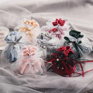 Gift Wrap 3pcs Luxury Velvet Bags With Pearl String Christmas Birthday Party Cookies Candy Boxes Jewelry Sachet