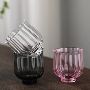 Xícara de chá japonesa transparente resistente ao calor, xícara mestre rosa feminina, xícara de água com pétalas, xícara de lótus, xícara de vinho de frutas e chá de flores