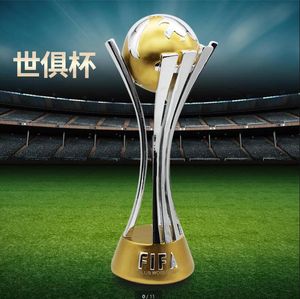 Gold Silver plated żywiczny klub światowy Trophy Soccer Craft Puchar Fani piłki nożnej do kolekcji i pamiątek rozmiar 41,5 cm