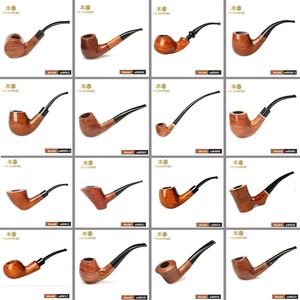 RU MUXIANG 16 Types Rose Wood Smoking Pipe Handmade Wood Tobacco Pipe Smoking Pipe ad0003-ad0020 240104